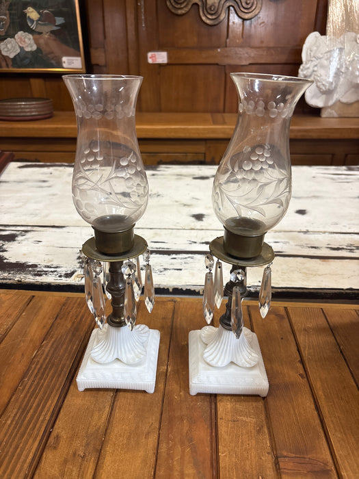 PAIR OF MILK GLASS CANDLE STICKS