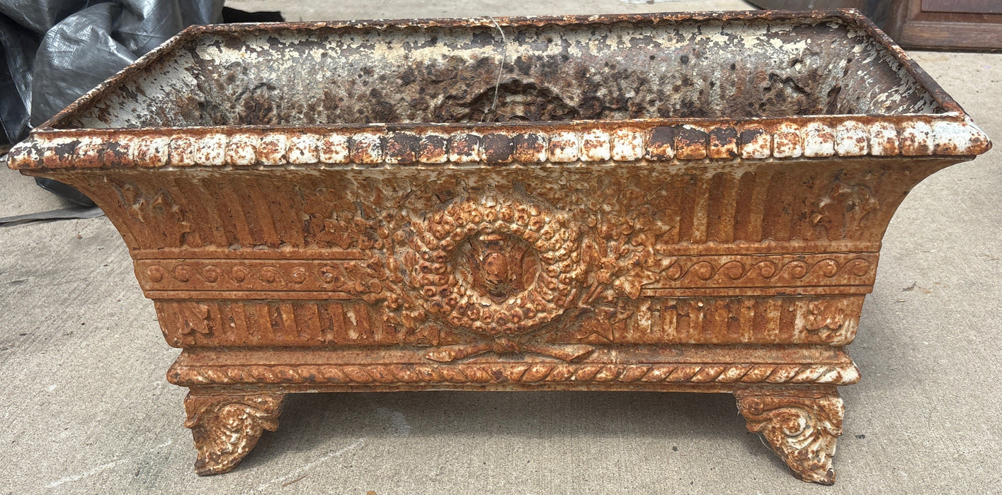 LONG CAST IRON FOOTED PLANTER