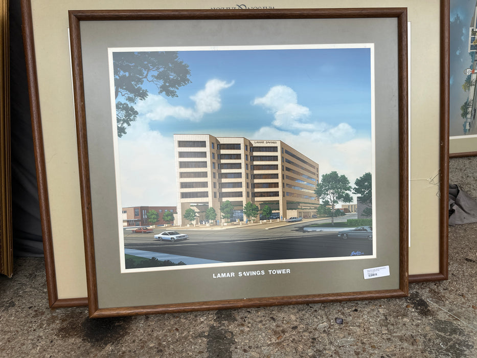 ARCHITECTURAL PASTEL RENDERING FROM THE MIDCENTURY
