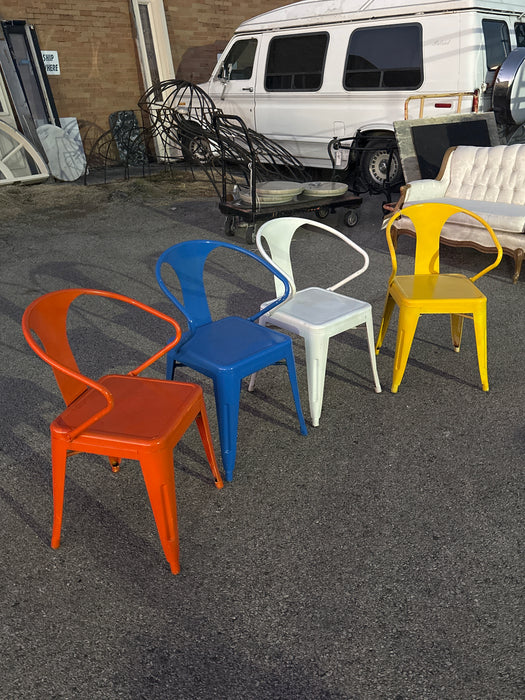 SET OF 4 COLORFUL METAL CHAIRS