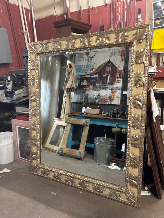 SILVER COMPOSITION BEVELED MIRROR - AS FOUND