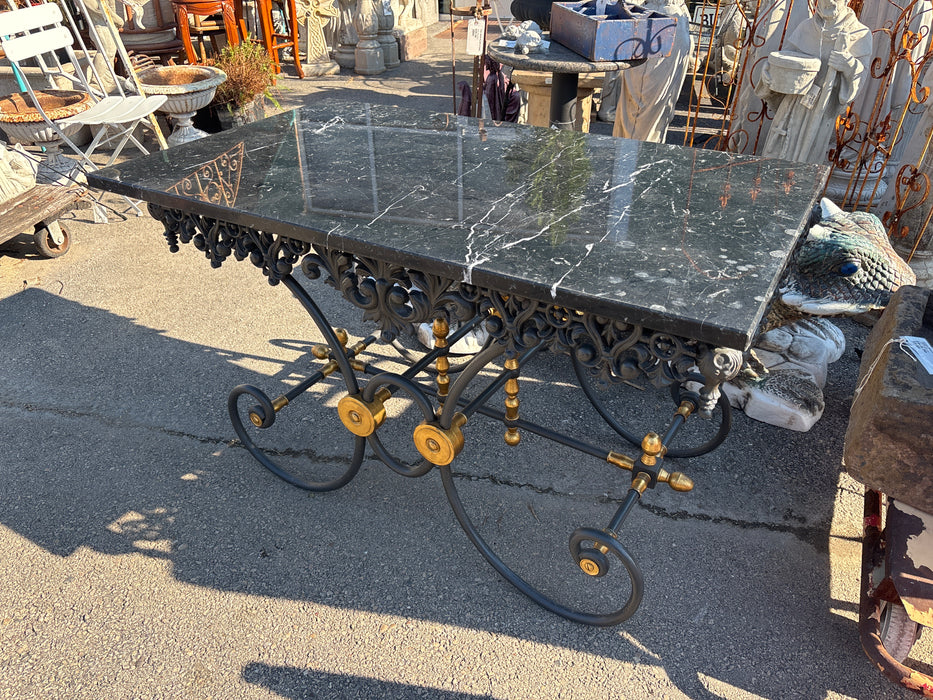 LARGE BLACK MARBLE TOP PASTRY TABLE