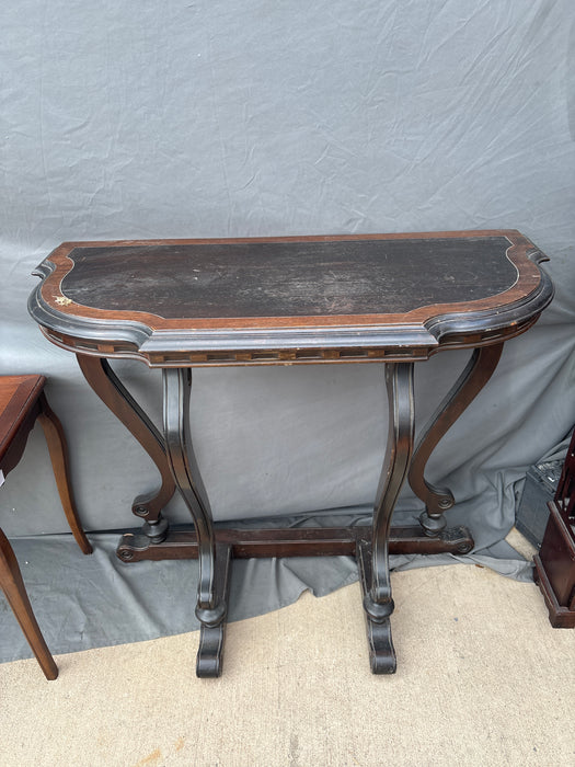 SHAPED EBONIZED WALNUT CONSOLE TABLE