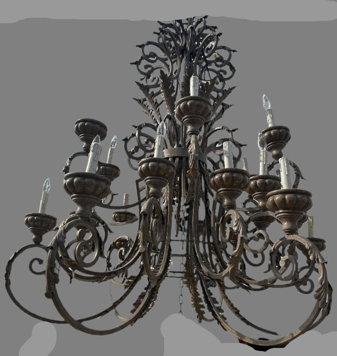 LARGE 24 LIGHT IRON CHANDELIER