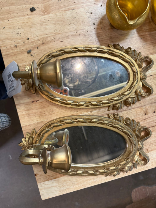 PAIR OF GOLD PLASTIC FRENCH SCONCES