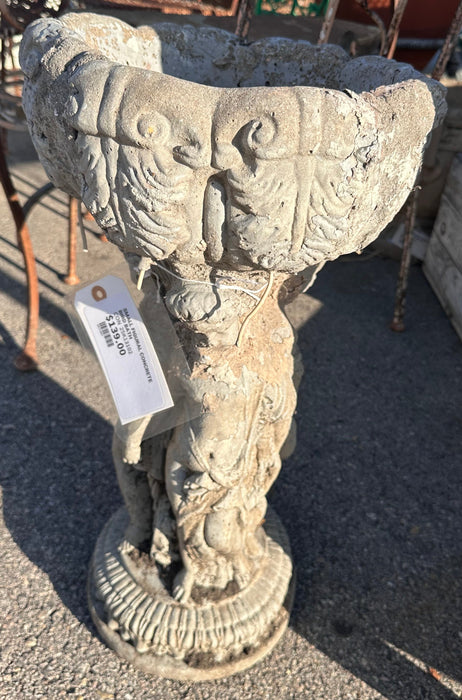 SMALL FIGURAL CONCRETE BIRD BATH