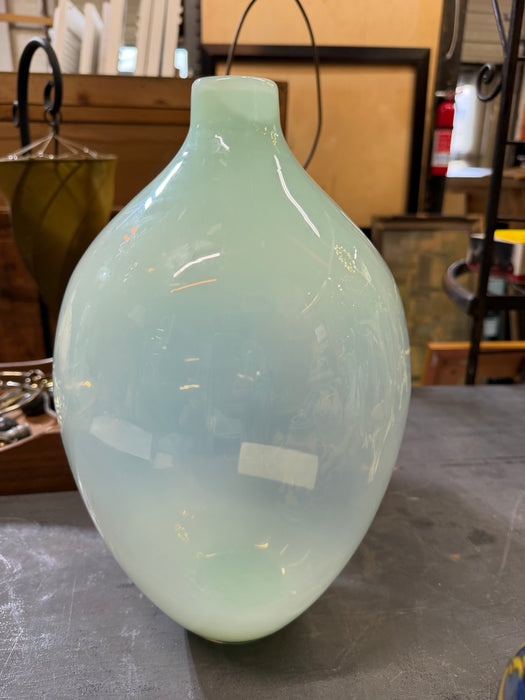 BLUE IRIDESCENT GLASS VASE