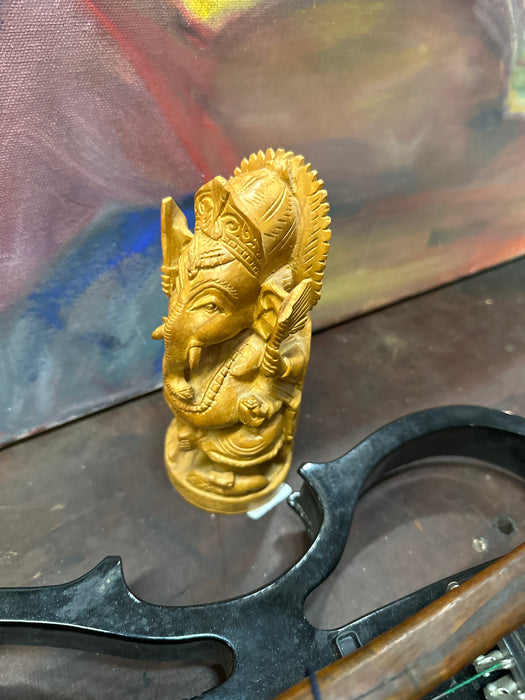 WOOD GANESH RAW WOOD STATUE