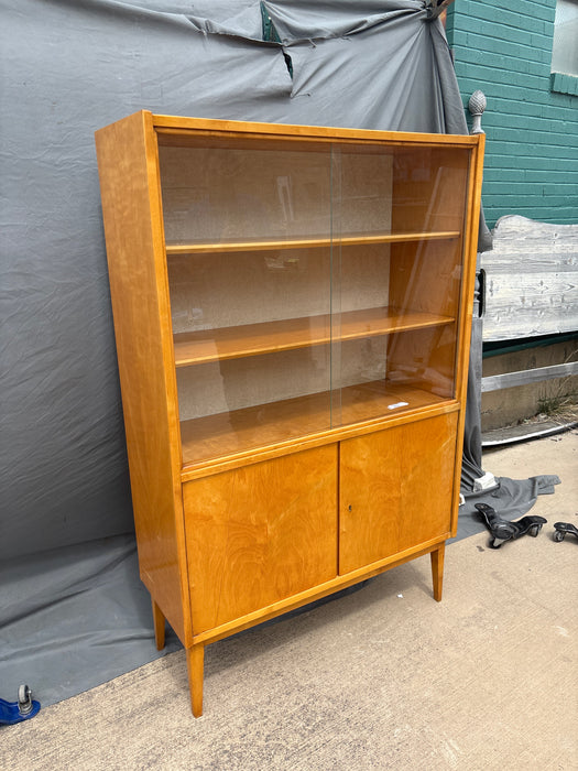 MID CENTURY MAPLE CHINA CABINET