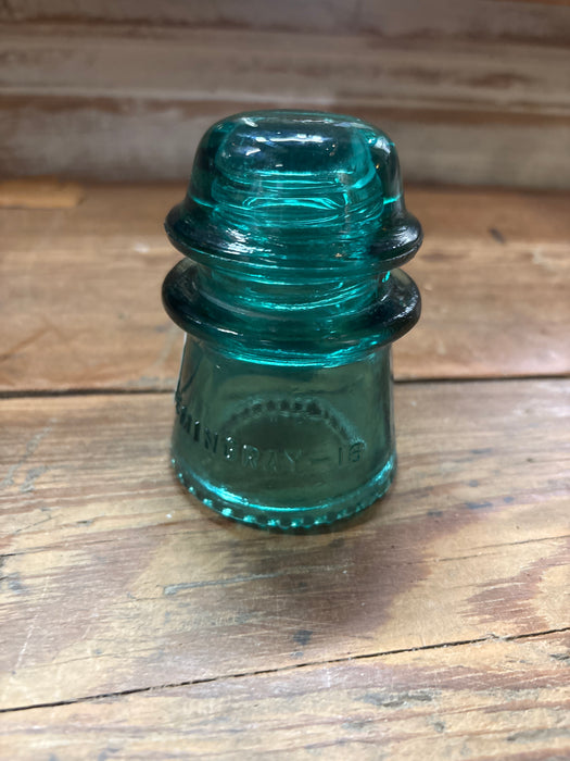 HEMINGRAY 16 GREEN GLASS INSULATOR