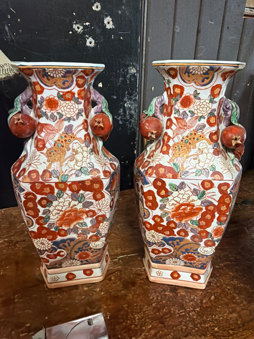 PAIR OF CHINESE POMEGRANATE VASES