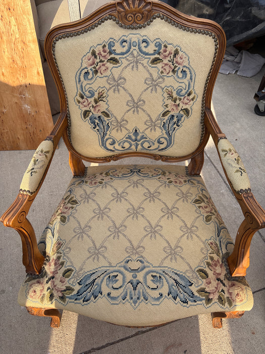 SMALL NEEDLEPOINT FAUTEUIL CHAIR