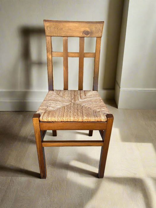 PINE LATTICE BACK RUSH SEAT SIDE CHAIR