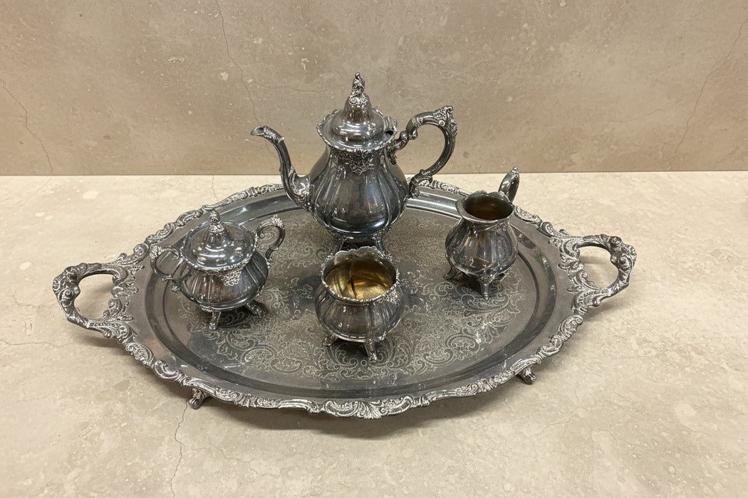 5 PIECE WALLACE SILVER PLATE TEA SET