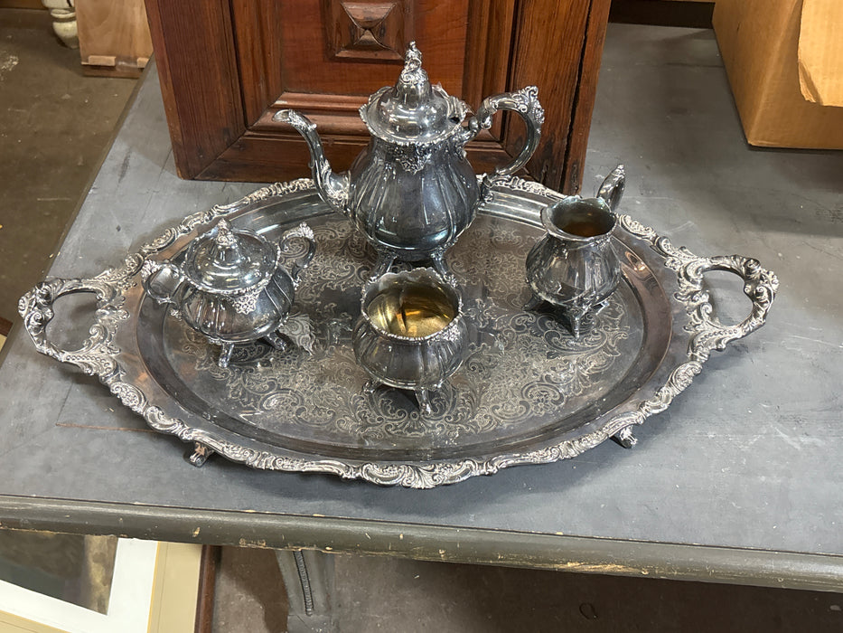 5 PIECE WALLACE SILVER PLATE TEA SET