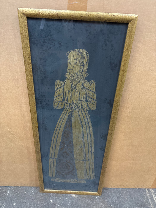 SMALL WOOD ETCHING OF PERSON PRAYING