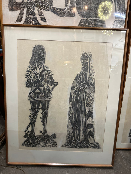 FRAMED ENGLISH TEMPLE RUBBING OF LORD AND LADY