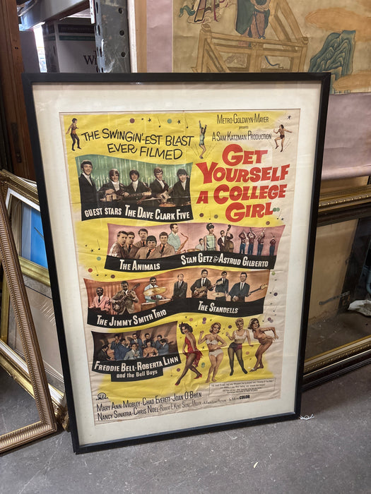 FRAMED POSTER OF VINTAGE BANDS "GET YOURSELF A COLLEGE GIRL"