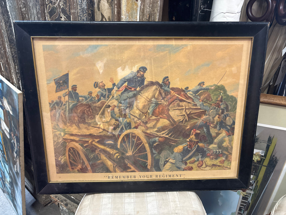 FRAMED CALVARY CHARGE PRINT "REMEMBER YOUR REGIMENT"