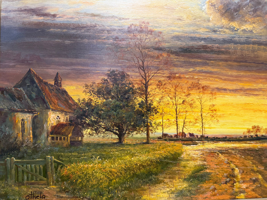 LANDSCAPE WITH HOUSE OIL ON CANVAS SIGNED OTHELLO