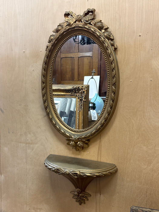 VINTAGE FRENCH GOLD PLASTIC MIRROR SET 2 PC
