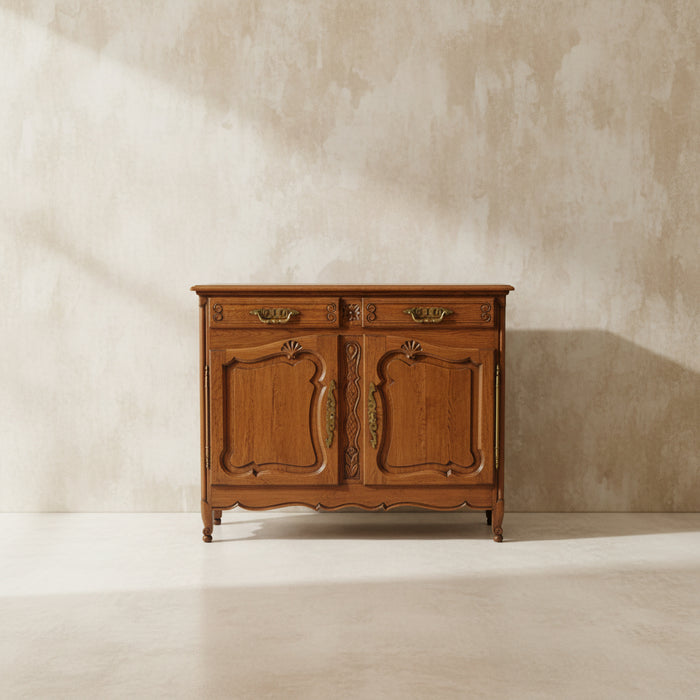 SMALL COUNTRY FRENCH SERVER WITH BRIGHT BRASS HARDWARE