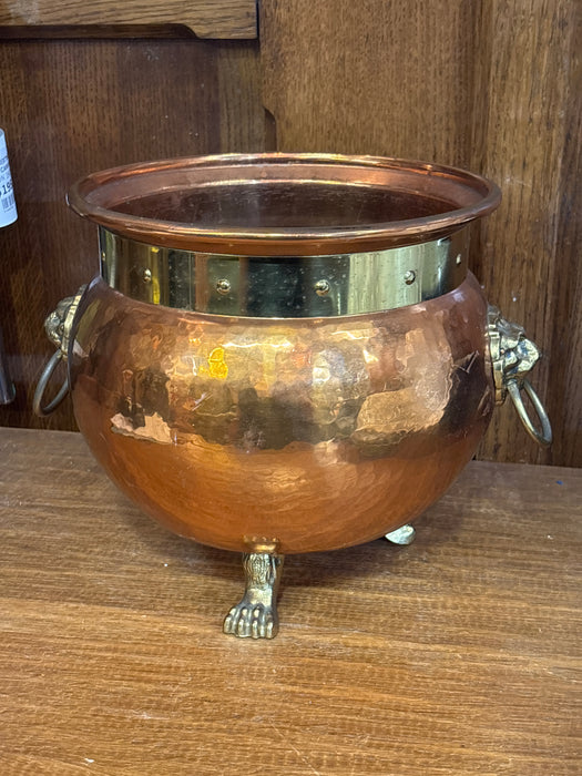 COPPER AND BRASS PLANTER WITH FEET