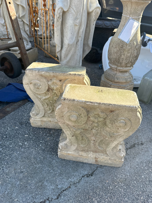 PAIR OF CONRETE BENCH ENDS