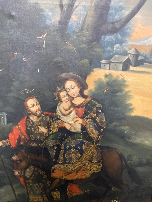 OIL PAINTING OF HOLY FAMILY-CUSCO SCHOOL