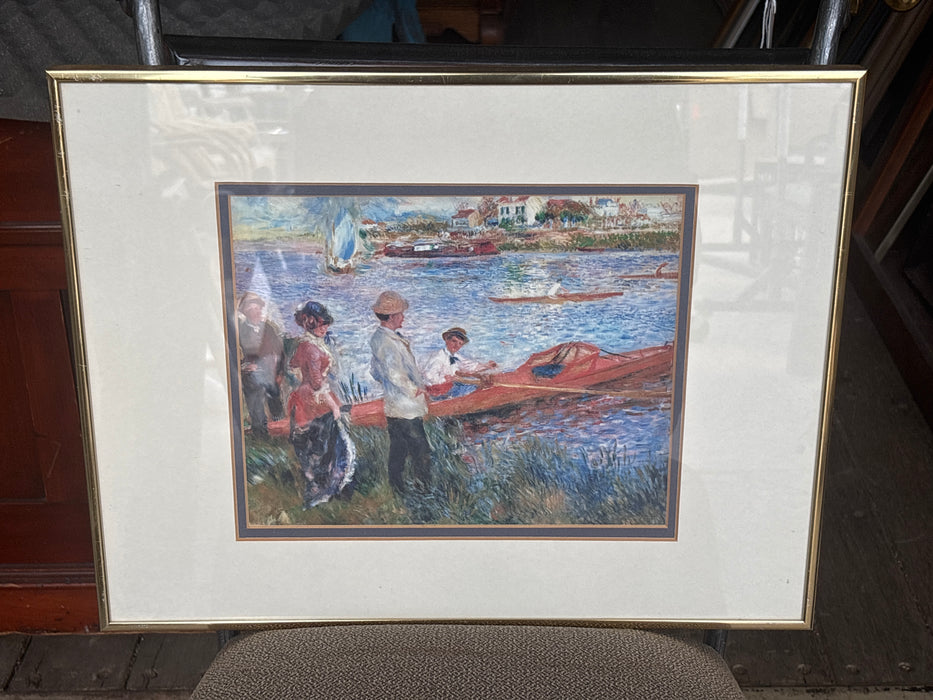 GOLD FRAMED IMPRESSIONIST PRINT OF KAYAKER - SIGNED