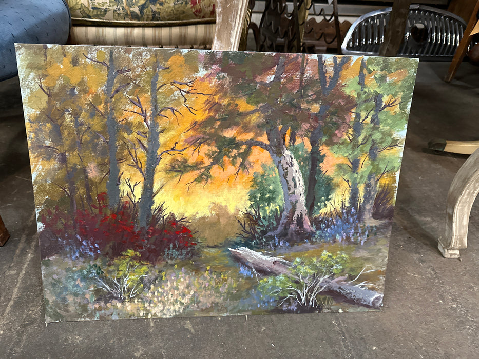 AUTUMN FOREST PAINTING ON BOARD