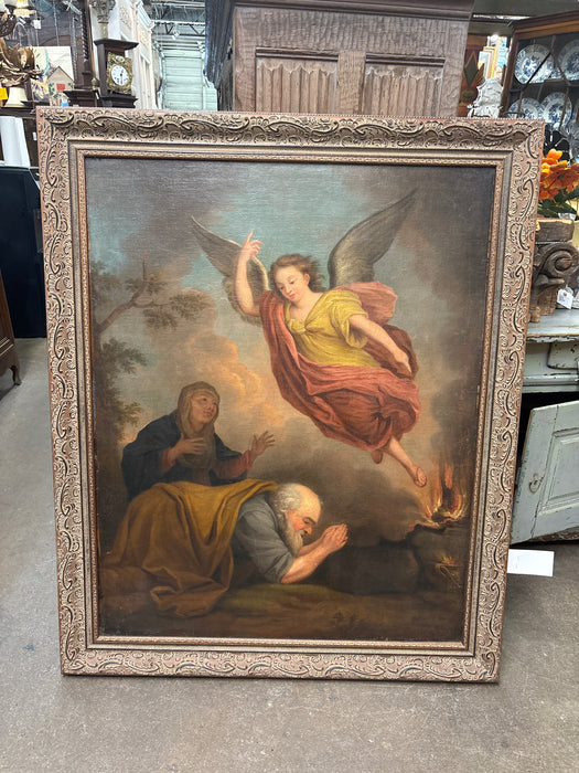 LARGE FRAMED EARLY 19TH CENTRUY APPARITION OF THE ANGEL SAINT PETER