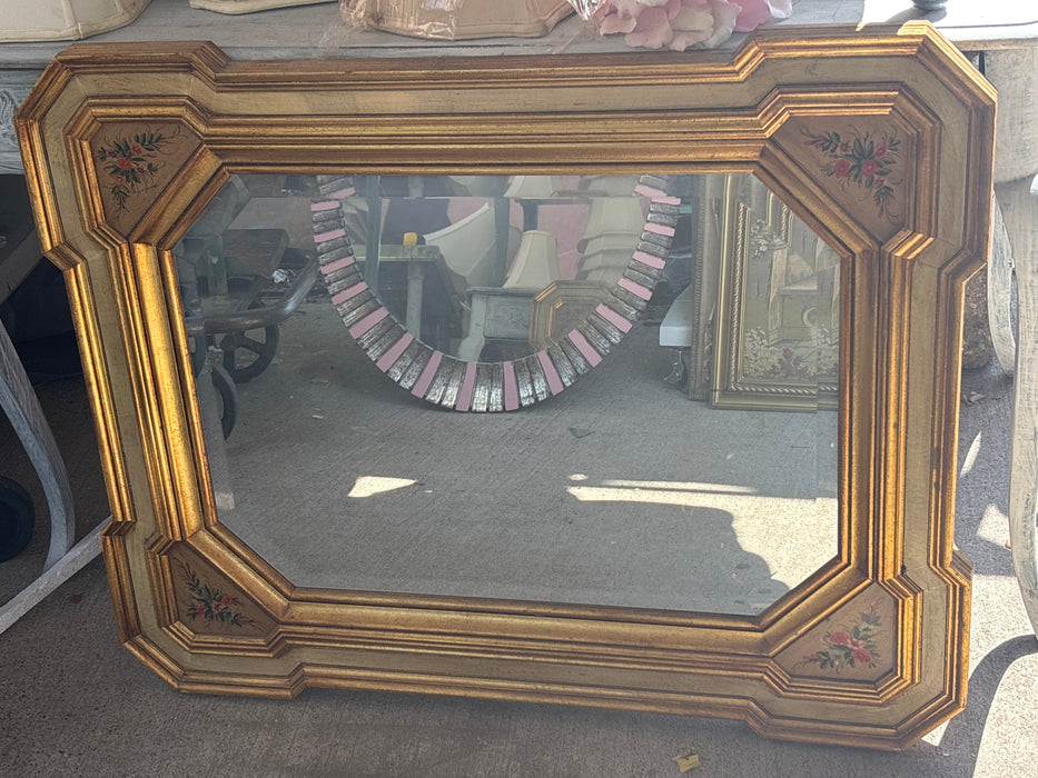FLORAL GILT BEVELED MIRROR