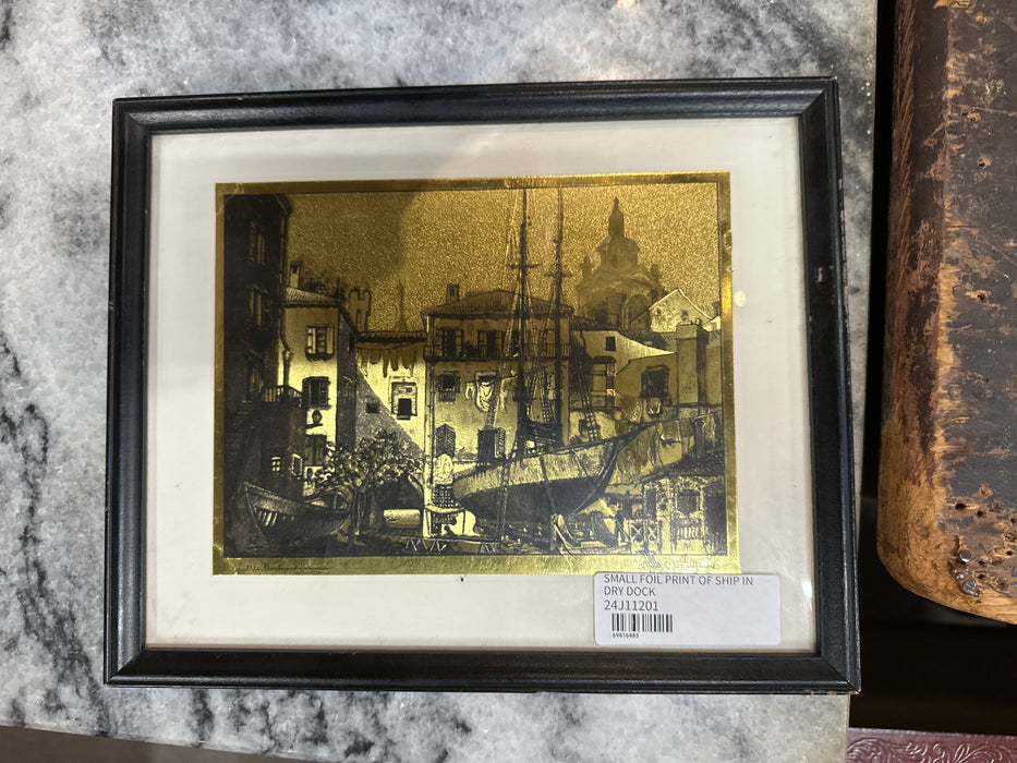 SMALL FOIL PRINT OF SHIP IN DRY DOCK