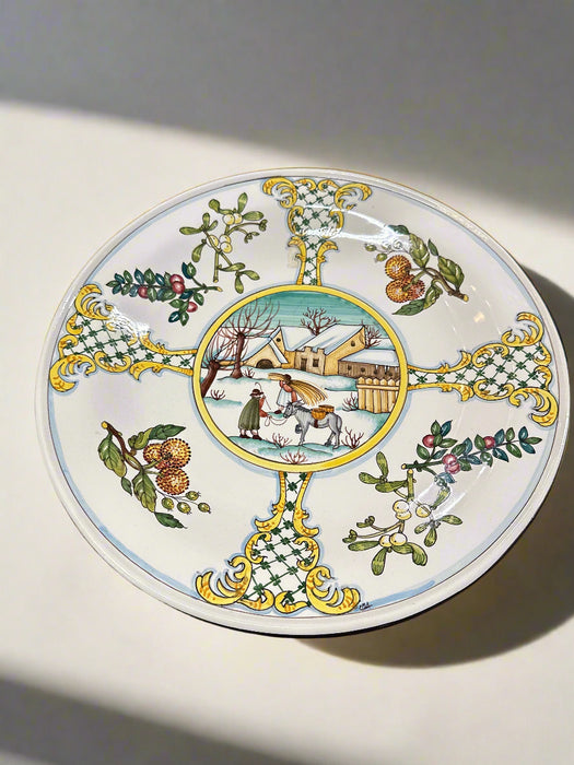 LARGE PORCELAIN CHARGER WITH COUNTRY FARM SCENE