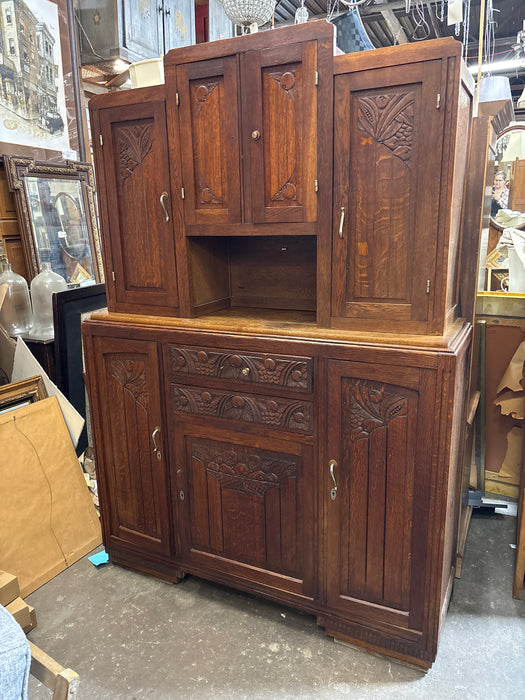 2 PIECE FRENCH DECO OAK SIDEBOARD - AS FOUND