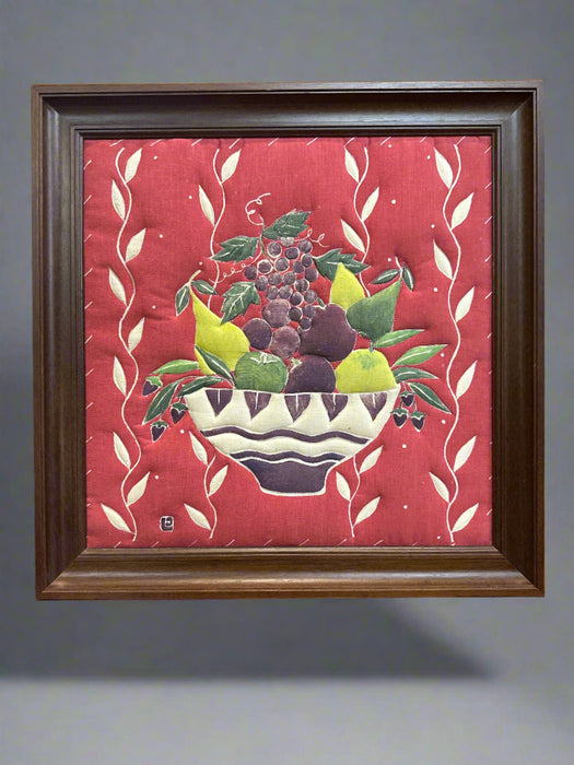 FRAMED QUILTED TEXTILE FRUIT BASKET