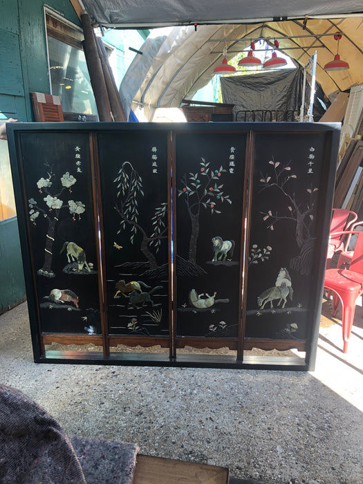 4 PANEL CHINESE SOAP STONE   SCREEN