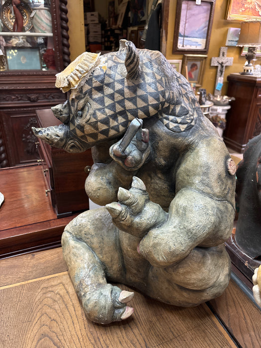 LARGE POTTERY RHINOCEROS
