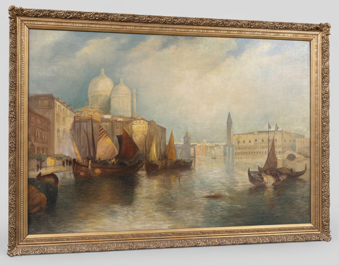 LARGE GILT FRAMED OIL PAINTING OF VENICE