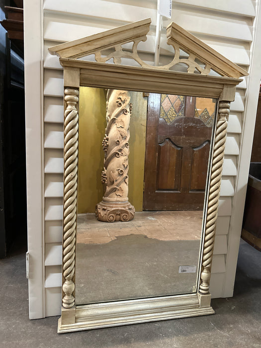 PAINTED WOOD MIRROR WITH TWIST COLUMNS