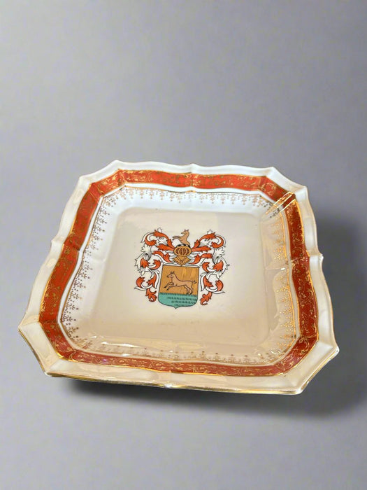 SMALL RED AND WHITE TRAY WITH HORSES MADE IN JAPAN