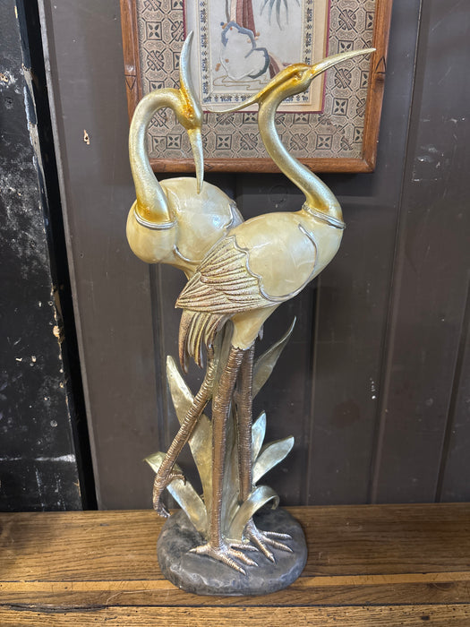 PAIR OF RESIN CRANES STATUE - AS FOUND