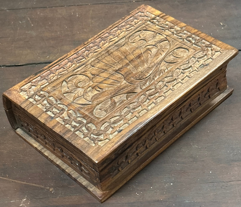 PEACOCK CARVED INDIAN BOX