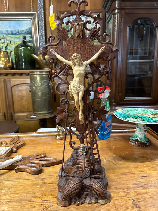 CARVED STANDING CRUCIFIX