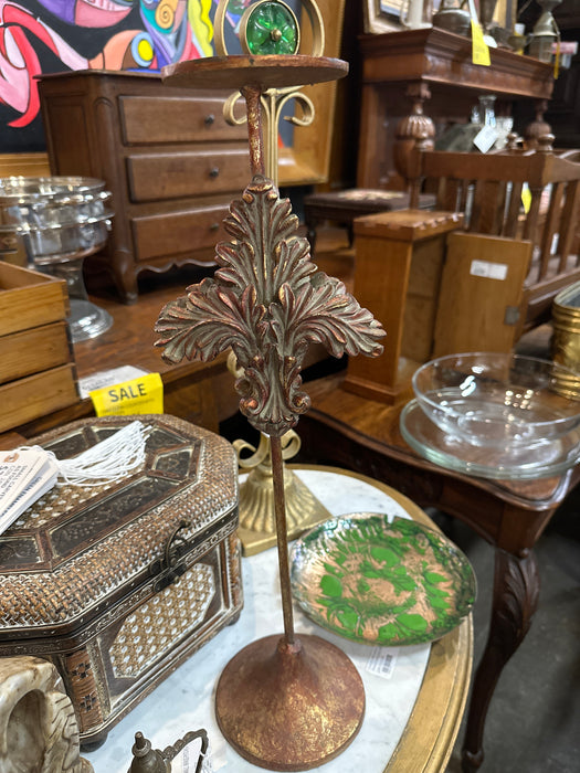 FANCY IRON  CANDLE STAND WITH RESIN LEAVES