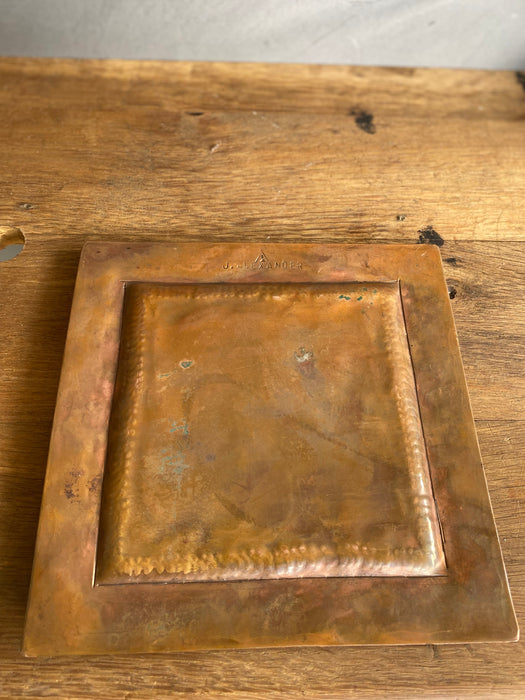 COPPER SQUARE PLATE WITH TURQUOISE