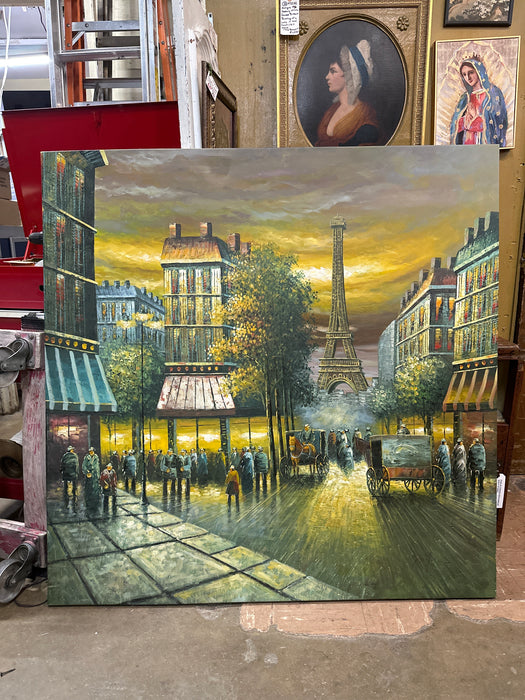 LARGE OIL PAINTING OF EIFFEL TOWER