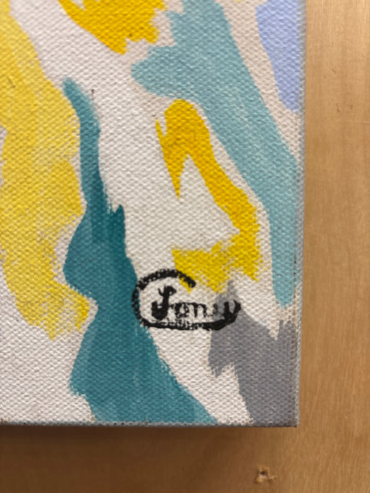 SMALL MULTICOLORED PAINTING ON CANVAS - SIGNED