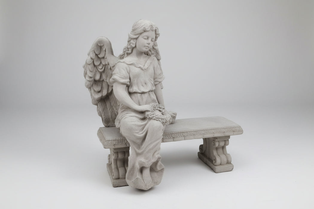 ANGEL  ON A BENCH CONCRETE STATUE